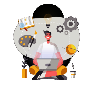 gif de uma ilustração de arte, trabalho e estudo