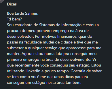 imagem da mensagem do Thiago